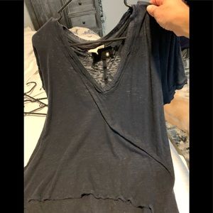 Free people black burn out v neck top